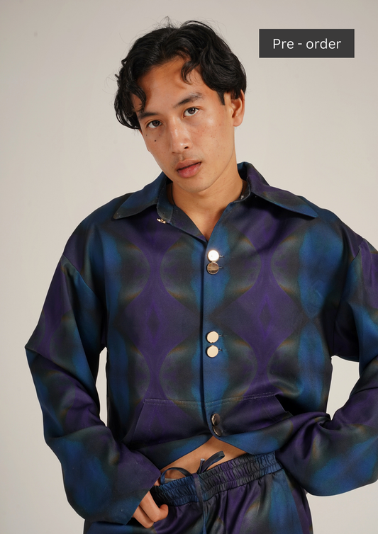 Lowo Long Collar jacket - Fiyins Print